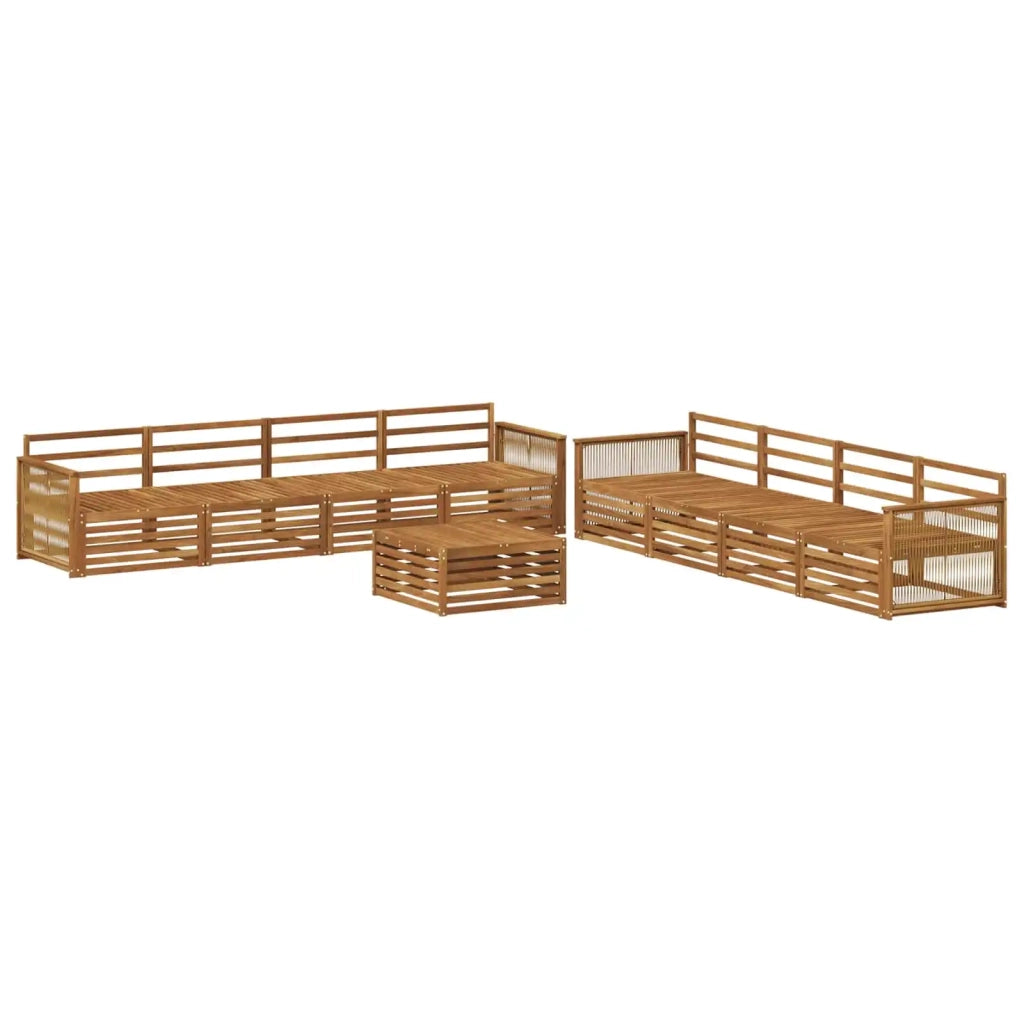 Set di divani da esterno 9 pz Naturale Legno di Acacia Massello 3383177