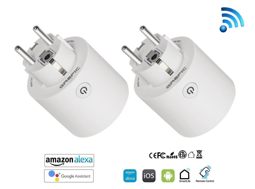 Coppia Spine Domotiche Wireless 10A Temporizzatore Vocale Compatibile Alexa Google EU