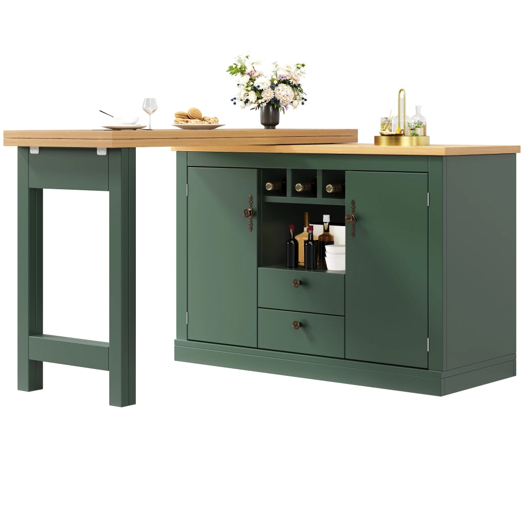Tavolo da bar estensibile 360¡ã - Zephmum- Regolabile 120-180cm, verde scuro