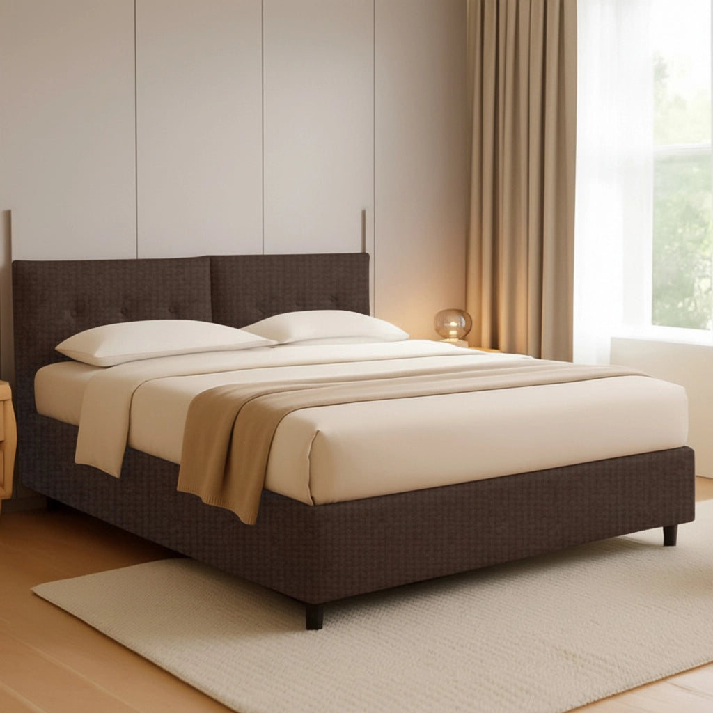 Leeds, Letto Piazza e Mezza Sfoderabile Made in Italy, Marrone