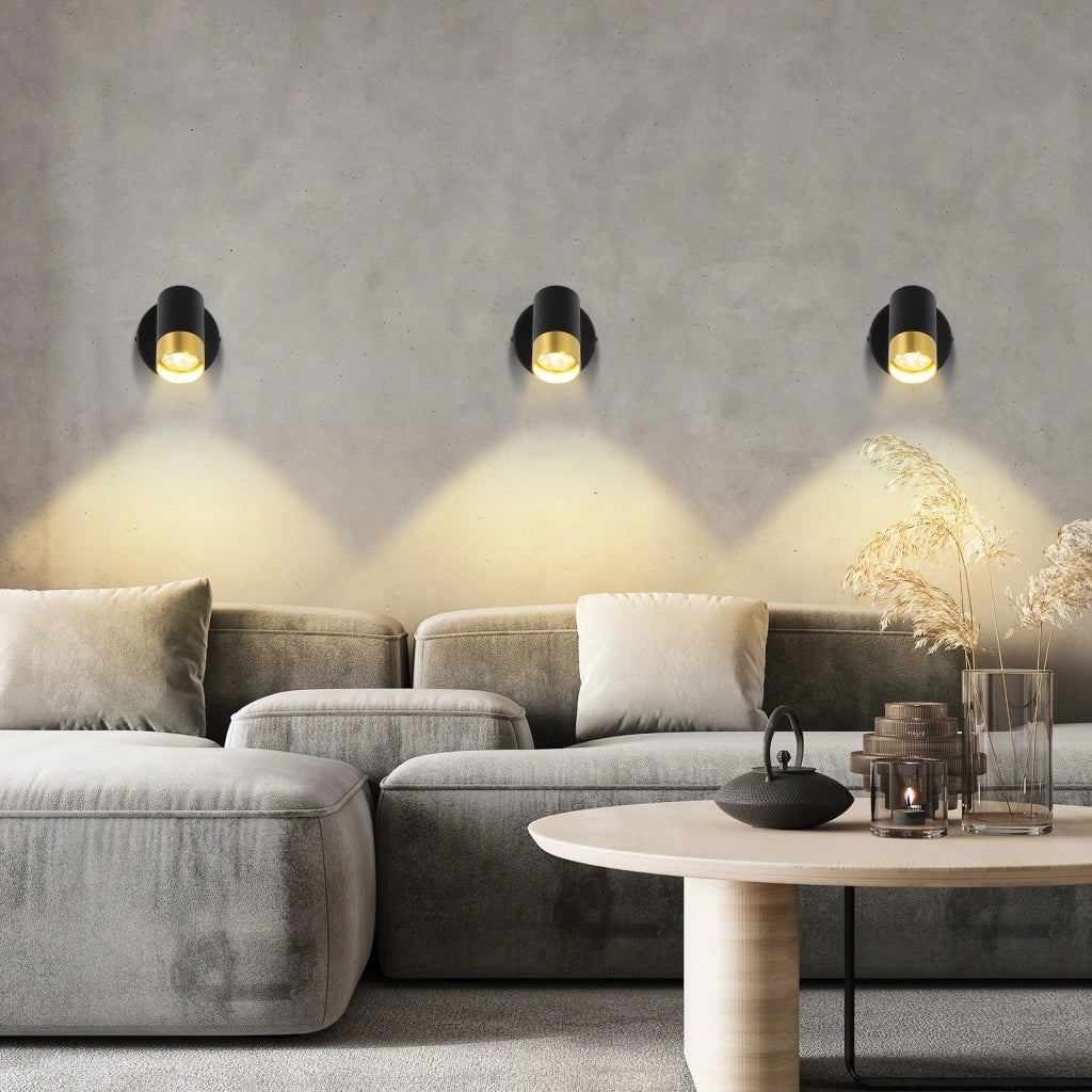 ZMH Faretto da soffitto 1 fiamma nero oro retro GU10 ruotabile 350° per soggiorno