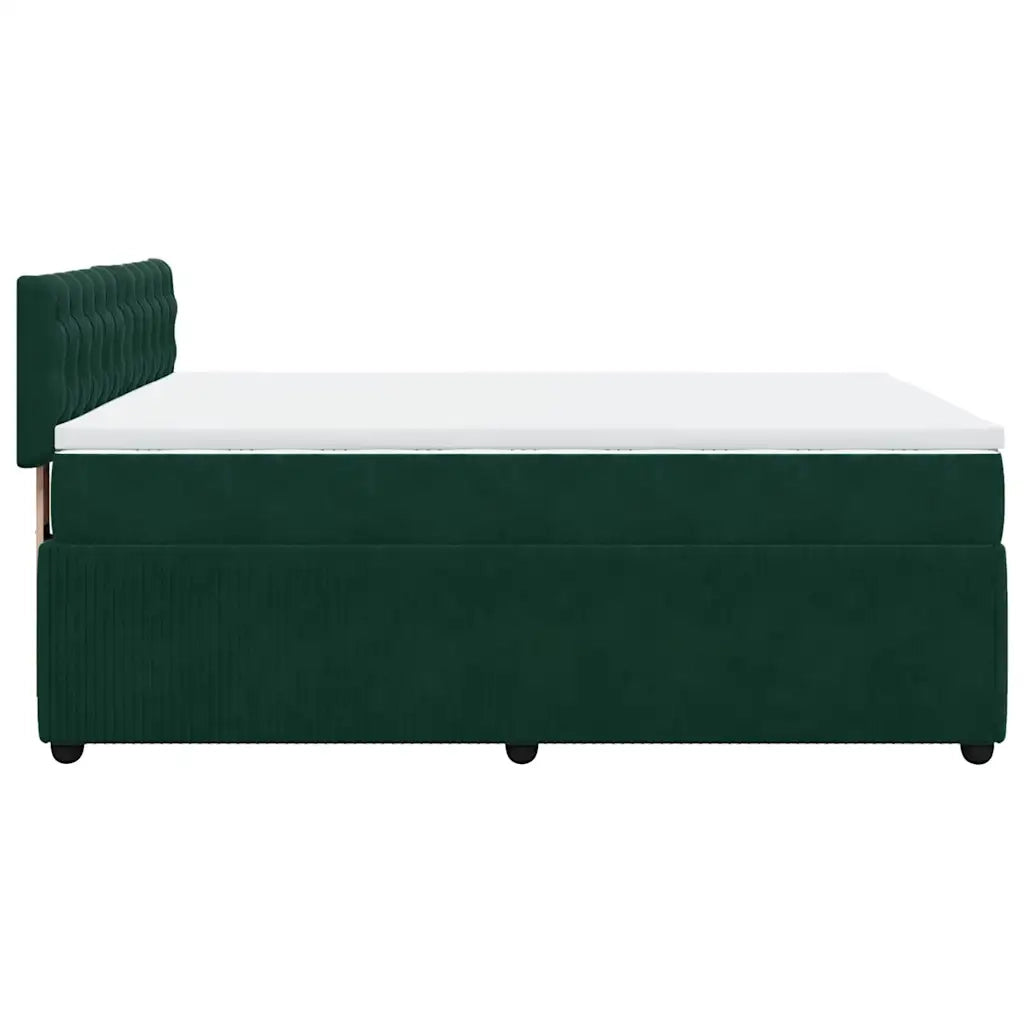 vidaXL Giroletto a Molle con Materasso Verde Scuro 160x200 cm Velluto