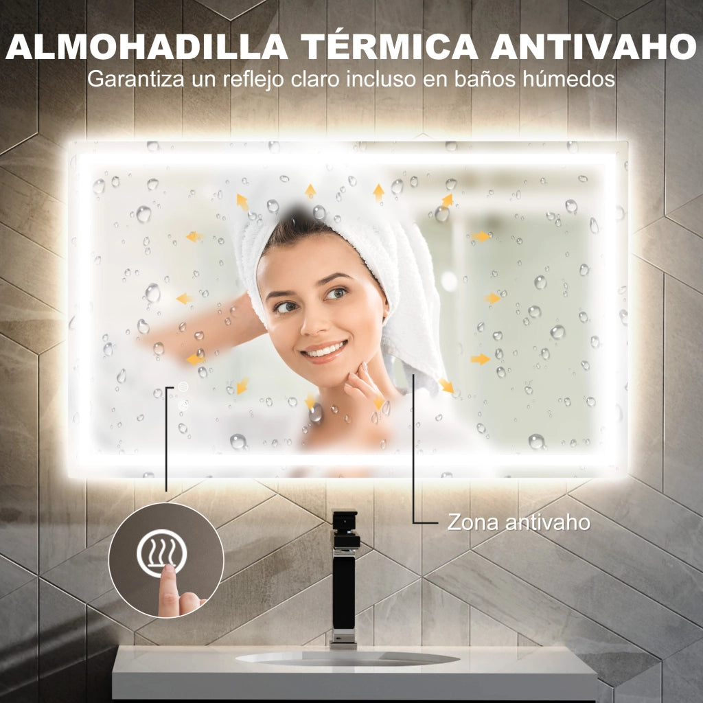 Specchio da Bagno LED 100x60 cm ¨C Xylo ¨C Retroilluminato Antivaho Luce Regolabile