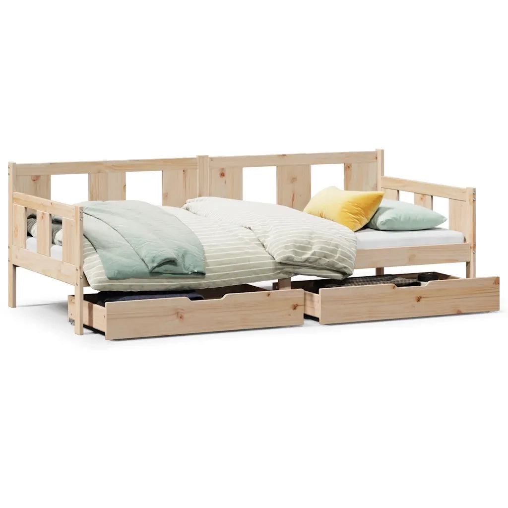Dormeuse con Cassetti 90x190 cm in Legno Massello Pino 3302112