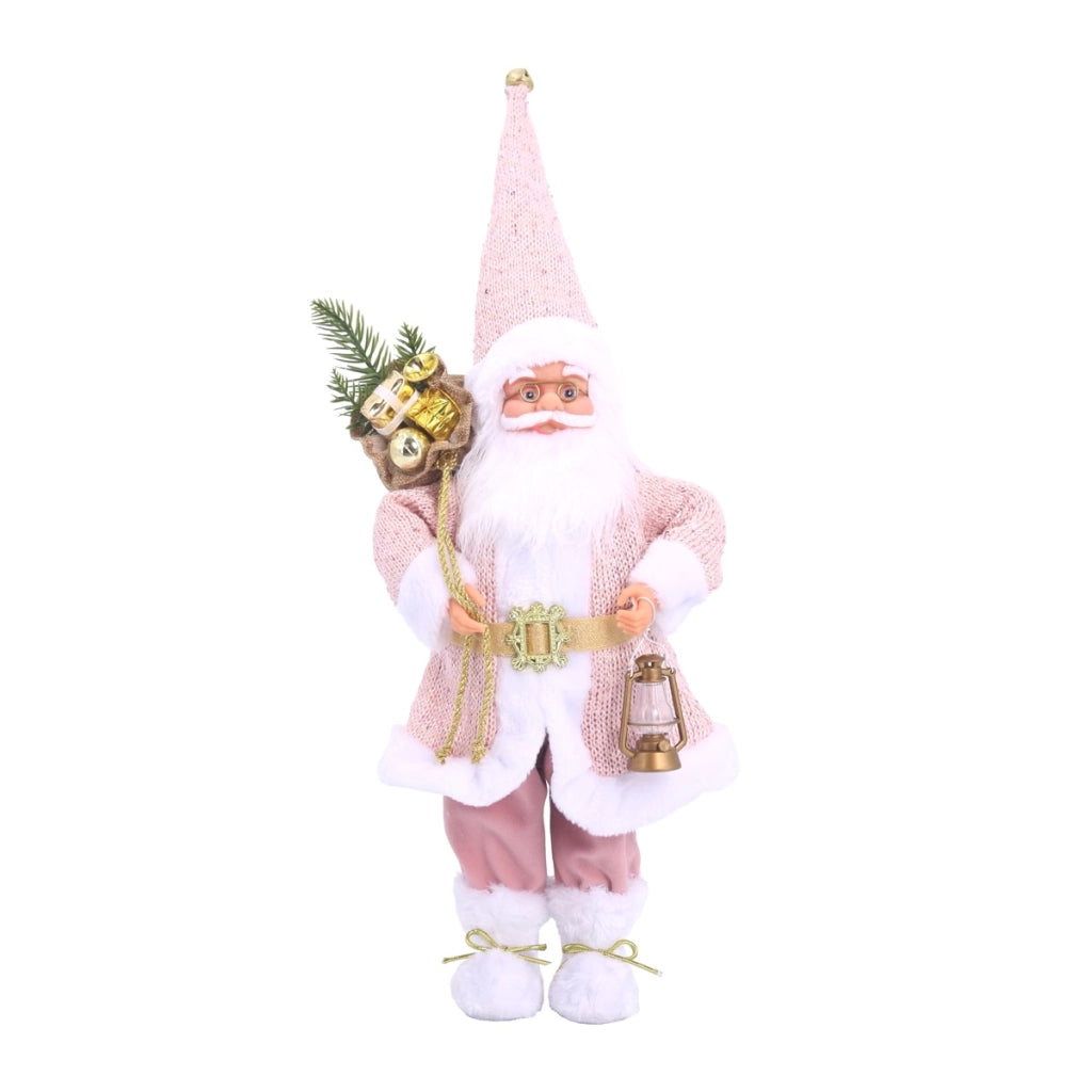 MAURY'S FUORIPORTA NATALIZIO BABBO NATALE CON VESTITO ROSA E SACCO DA 50 CM
