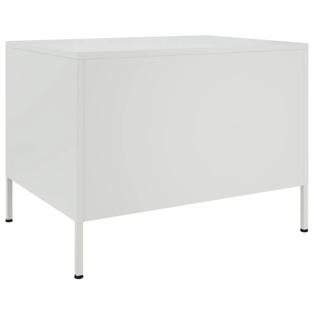 Tavolino da Salotto-Tavolino da soggiorno-Tavolo Bianco 68x50x50,5 cm in Acciaio