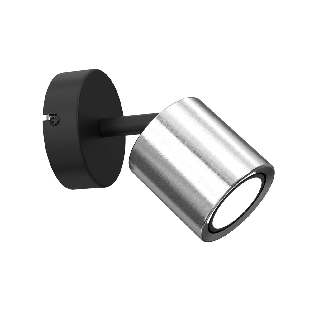 Faretto parete/soffitto nero cromo orientabile GU10 8W Demia