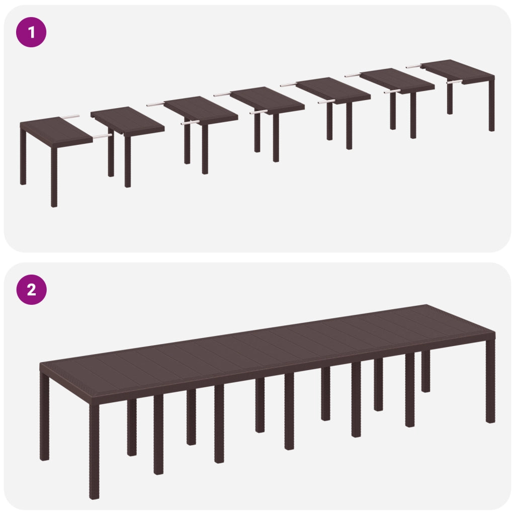 Set da pranzo da giardino  con cuscini marrone polyrattan 13 pezzi