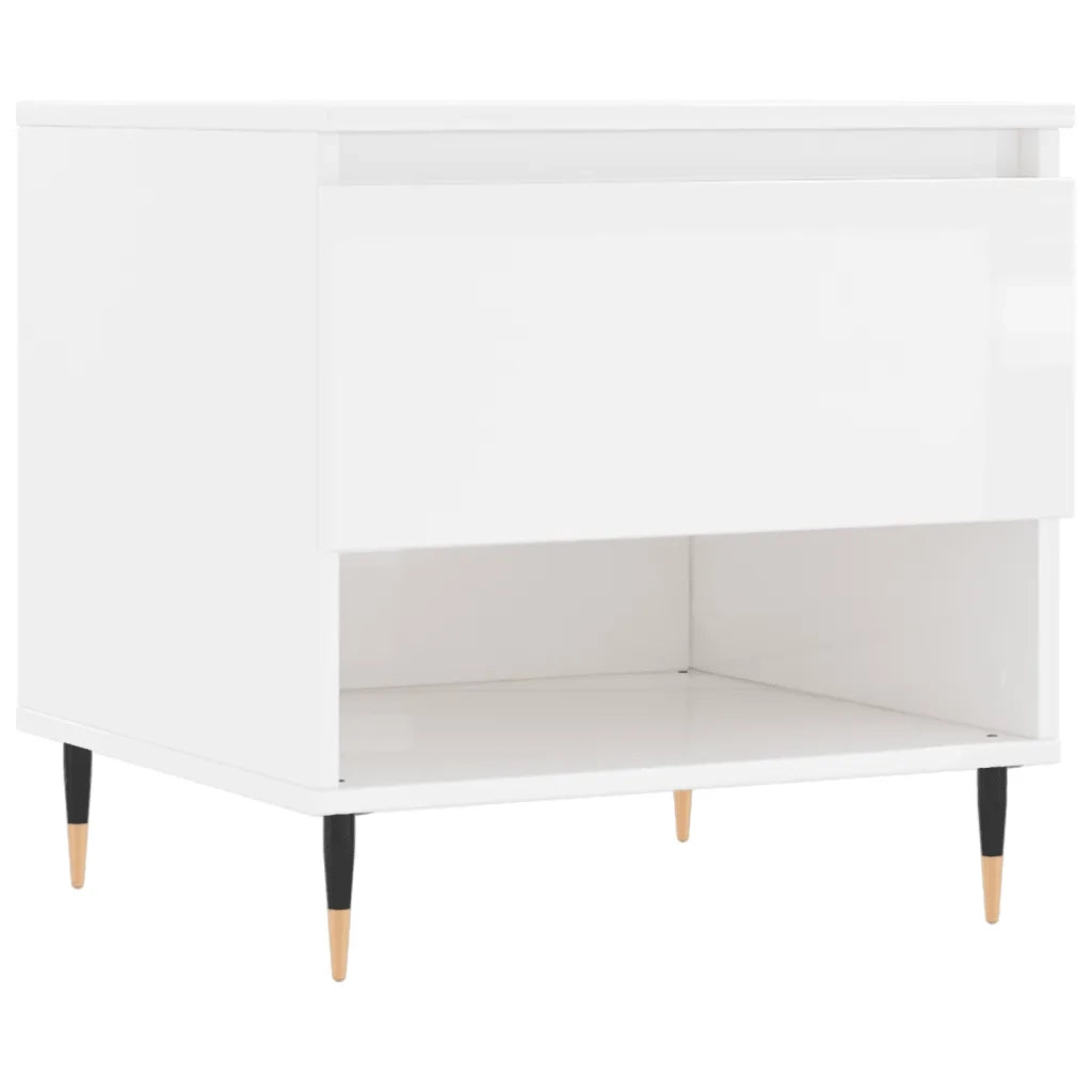 2 pz Tavolini salotto | Tavolino da caff¨¨ | Tavolino da Soggiorno Bianco Lucido 50x46x50cm Legno Multistrato