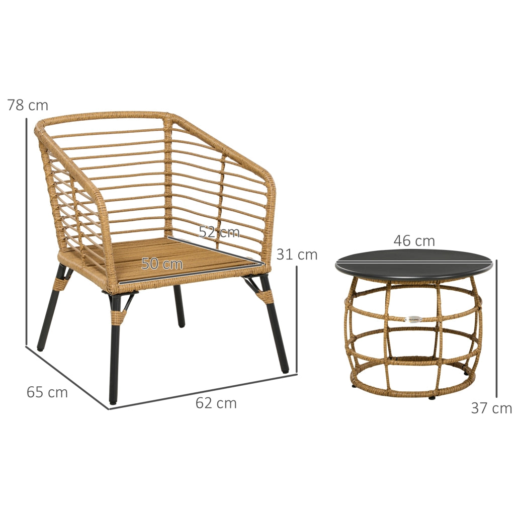 SET BISTROT 3 PEZZI in PE Rattan, Sand, con 2 poltrone e tavolino
