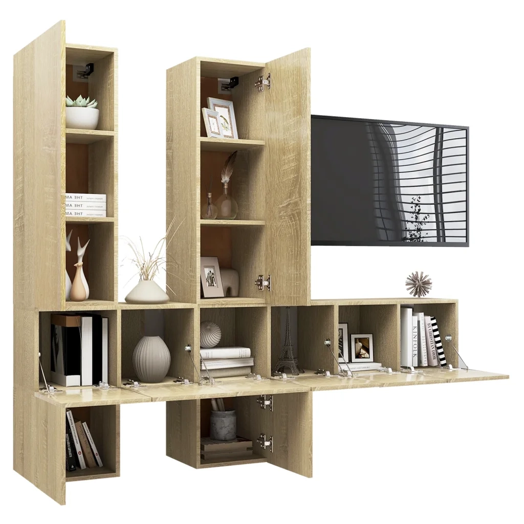 Set di Mobili Porta TV 7 pz Rovere Sonoma in Legno Multistrato 3079033