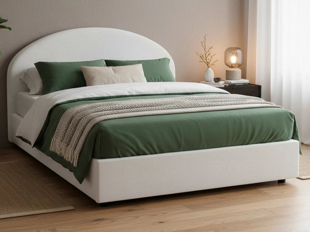 Letto Matrimoniale Fiorella, Letto Matrimoniale Sfoderabile Made in Italy, Bianco