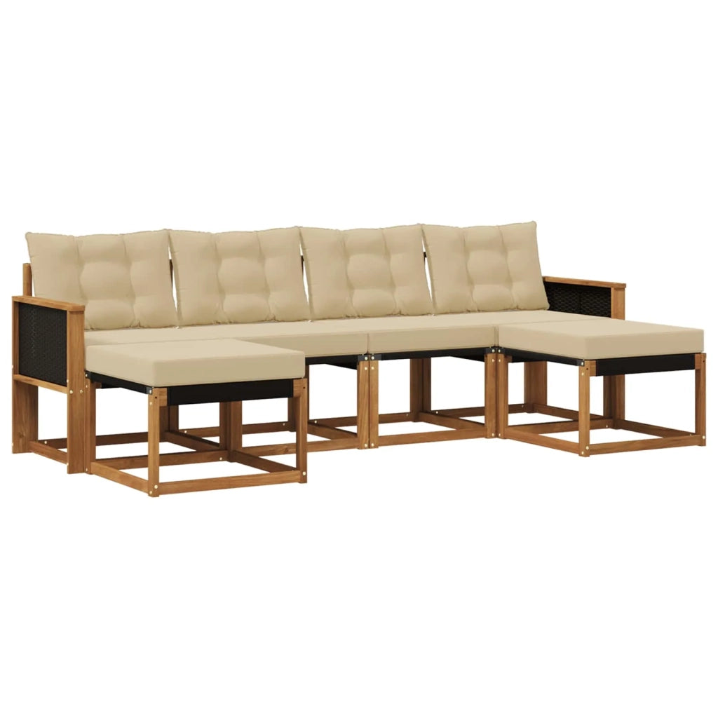 Set di divani da esterno con cuscino 6 pcs Naturale e Beige 3382121