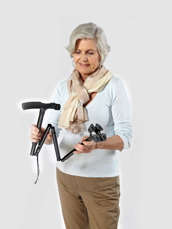 Bastone Telescopico per Anziani con Luce Led 85-97 cm Nero