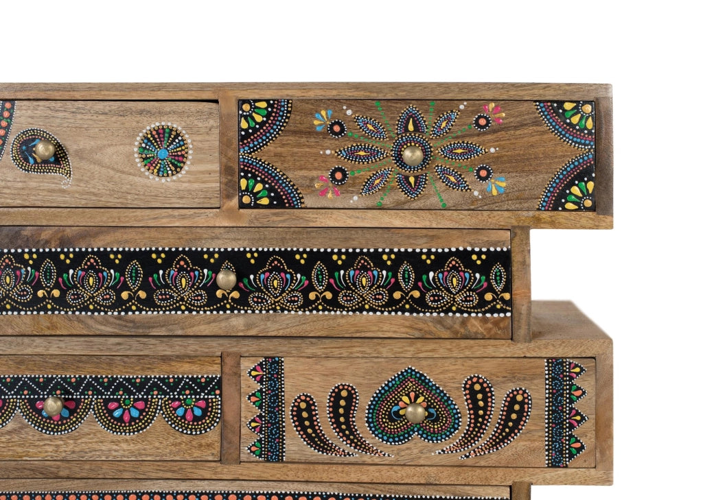 Cassettiera realizzata a mano in legno di mango