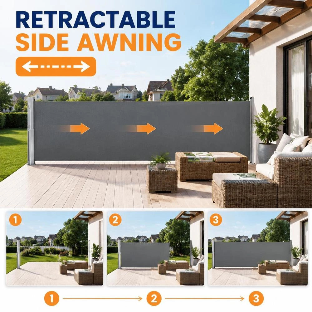 Extendable Side Awning, Anthracite, 160x1200 Cm