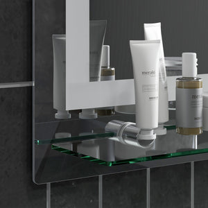 Specchio Bagno a Parete Cornice Luce LED a 3 Colori Mensola in Vetro 50x12x70 cm