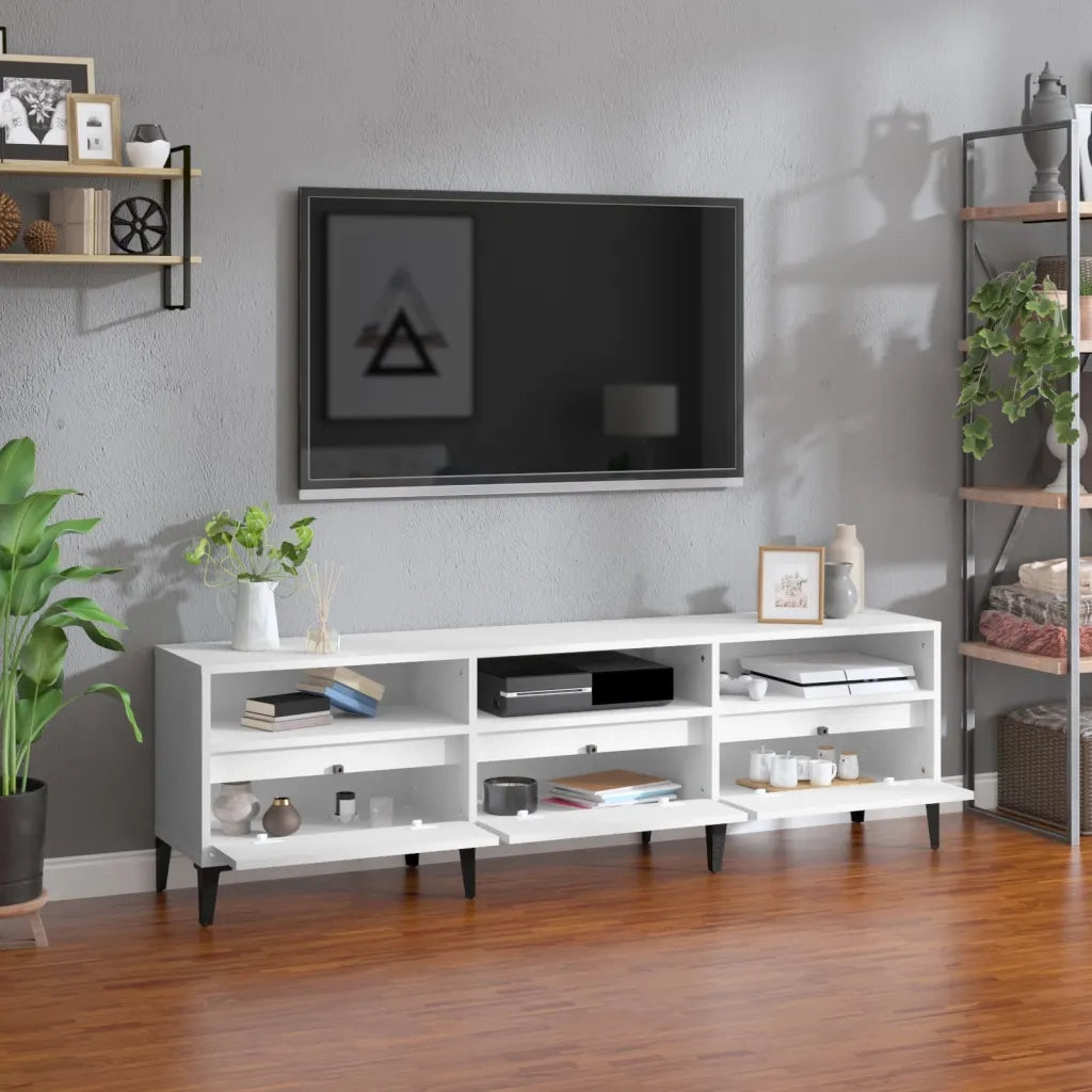 Mobile Porta TV Bianco 150x30x44,5 cm in Legno Multistrato 831917