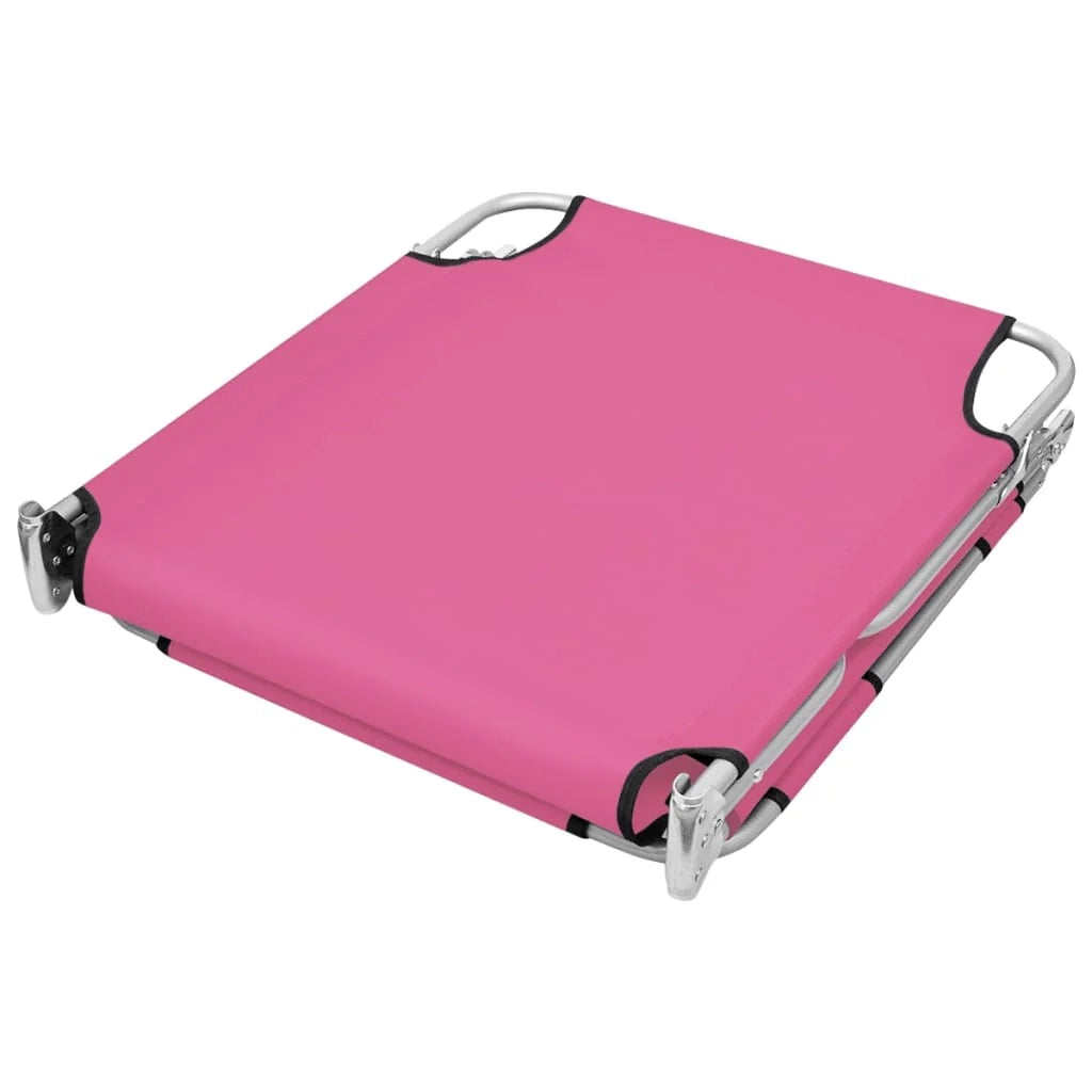 Lettino prendisole pieghevole/sedia a sdraio/letto da giardino/terrazza/mobili da esterno con poggiatesta acciaio rosa magento 02_0012852
