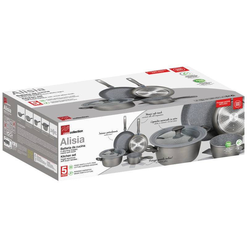 Set di 2 Batteria 5pz Alisia In Alluminio Forgiato