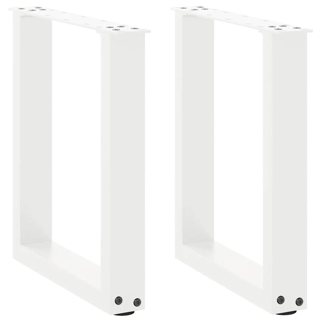 Set di 2 gambe per tavolino a forma di U 38 x 43 cm supporto robusto con piedini regolabili design moderno in acciaio bianco 02_0057393