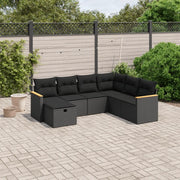 Set Divani da Giardino con Cuscini 7pz Nero Polyrattan 3265325