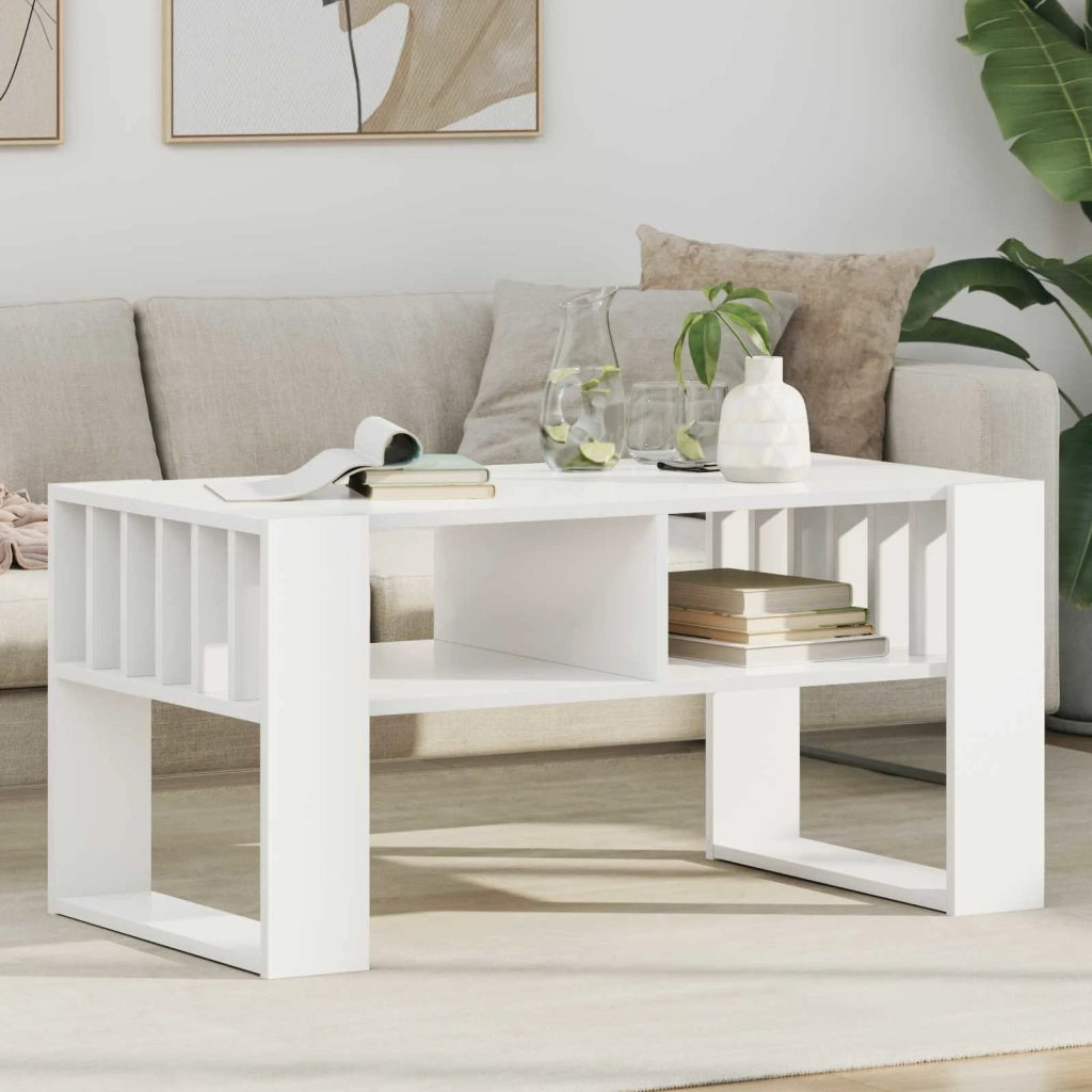 Tavolino da salotto | Tavolino da caff¨¨ | Tavolino da Soggiorno Bianco 92 x 49,5 x 45 cm Legno multistrato
