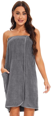 Kilt per sauna donna in cotone con chiusura a pressione e elastico grigio XL