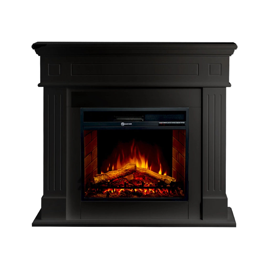 Caminetto Cogliate, Camino Elettrico Superficie Riscaldabile 30 m2, 110x36x100h cm Nero