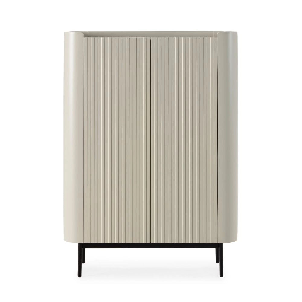 Credenza alta Willa18929 con 2 ante effetto cannettato colore crema 100x40x140H - Eleganza e capienza