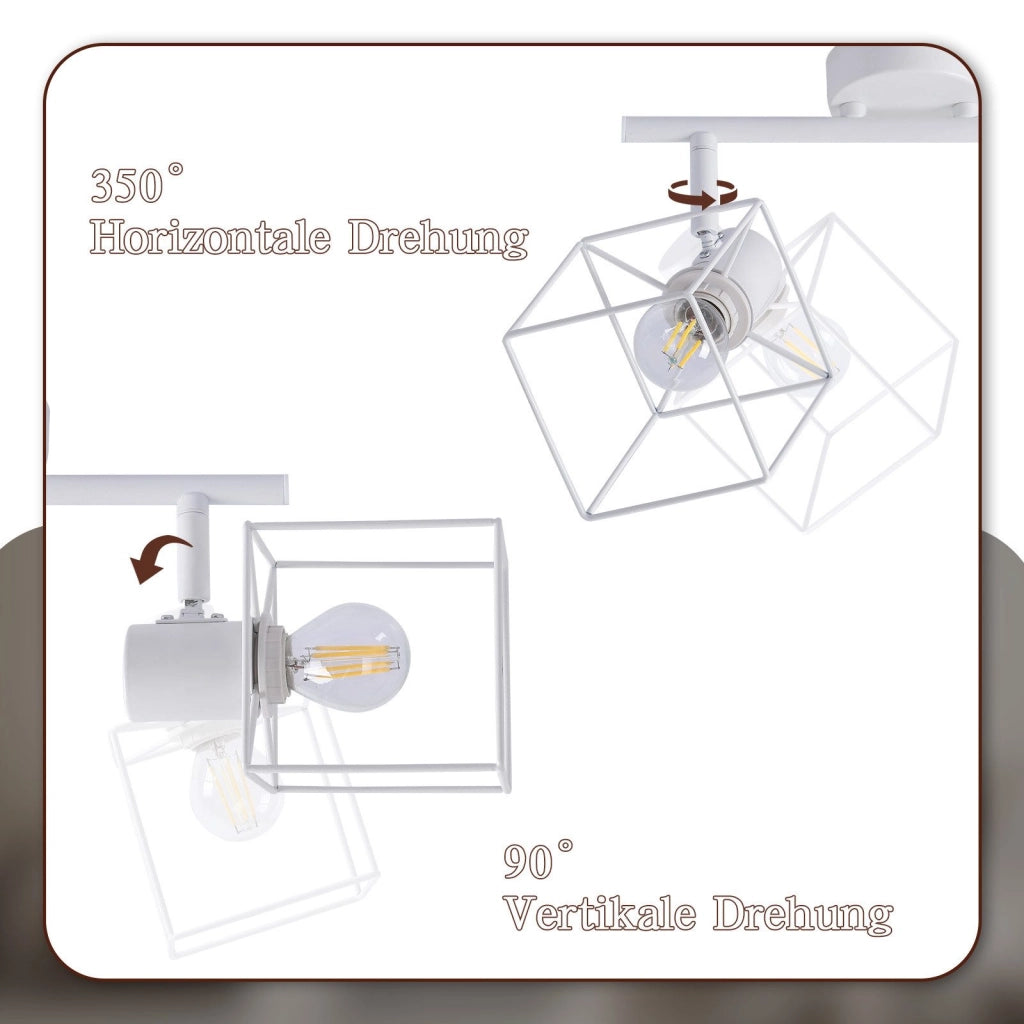 ZMH Faretto da soffitto 2 fiamme orientabile a 350° lampada da soffitto vintage in metallo per soggiorno