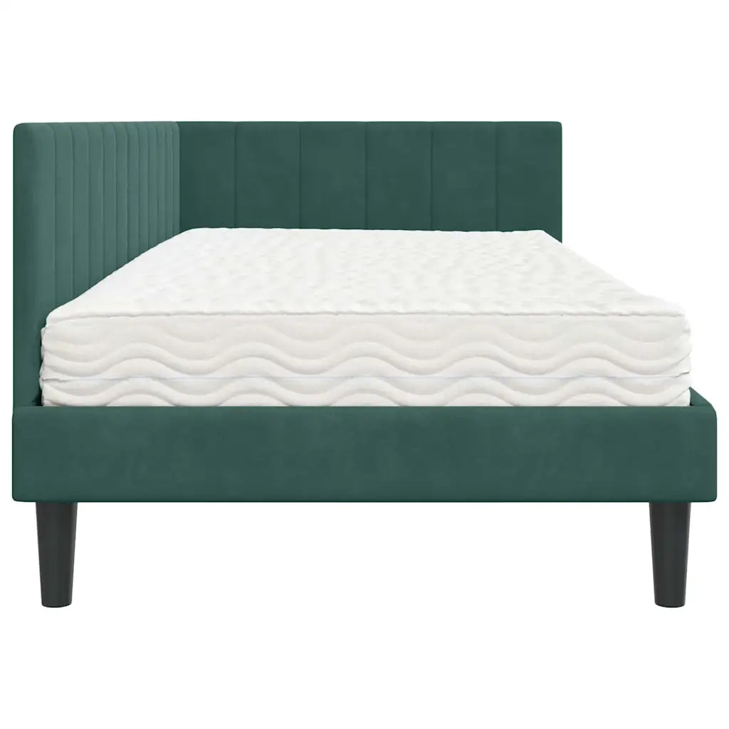 Struttura Letto Angolare con Materasso 2 pcs Verde Velluto 3393890