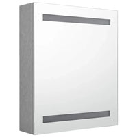 Armadietto Bagno con Specchio e LED Grigio Cemento 50x14x60 cm 326479
