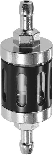 Filtro universale in linea per benzina - materiale lega di alluminio - dimensioni 9.0x2.9cm - colore nero/argento
