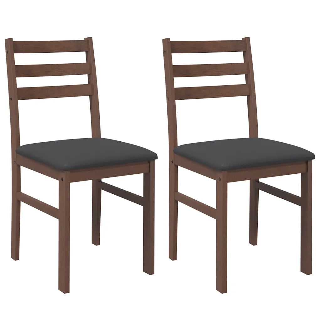 Sedie da Pranzo con Cuscini 2pz Marrone Legno Massello di Hevea 4102418