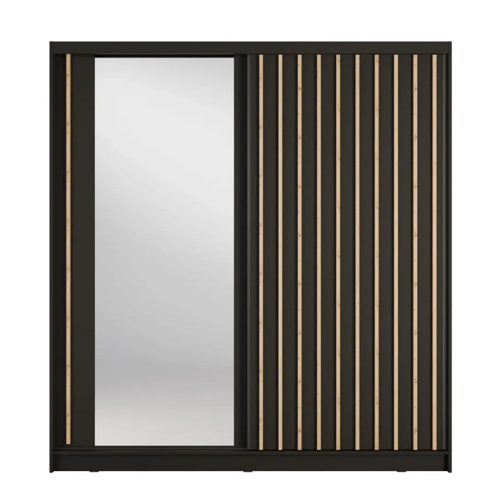 Armadio KAZU a 2 porte scorrevoli con specchio grigio grafite 205 cm
