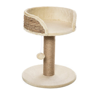 Albero Tiragraffi per Gatti con Lettino 40x40x49 cm Palo in Juta e Pallina Appesa Beige