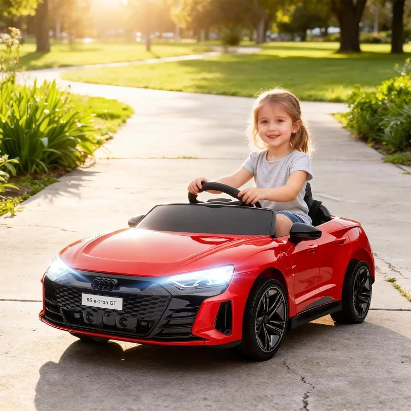 Auto Elettrica per Bambini Audi con Licenza, 103x58x41 cm, Rosso e Nero, con Cintura di Sicurezza, Telecomando e Luci