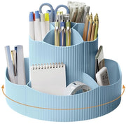 Organizzatore di scrivania 360° rotativo in blu moderno con 11 compartimenti