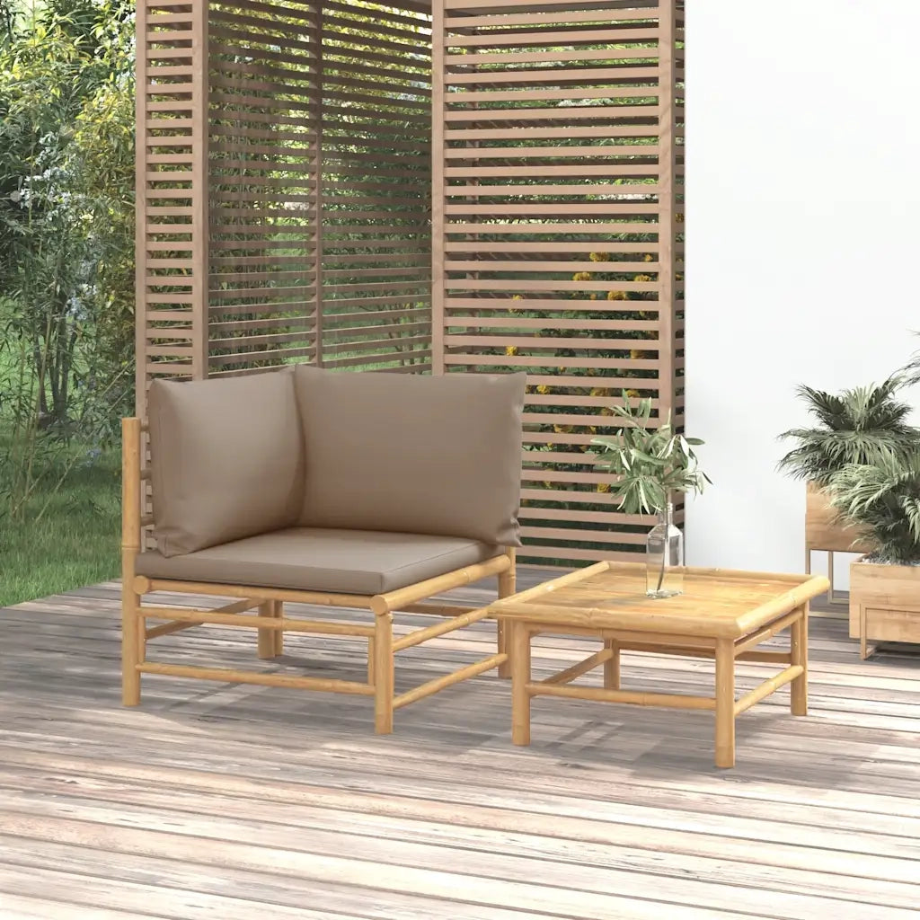 Set Salotto da Giardino 2pz con Cuscini Tortora BambÃ¹cod mxl 95678