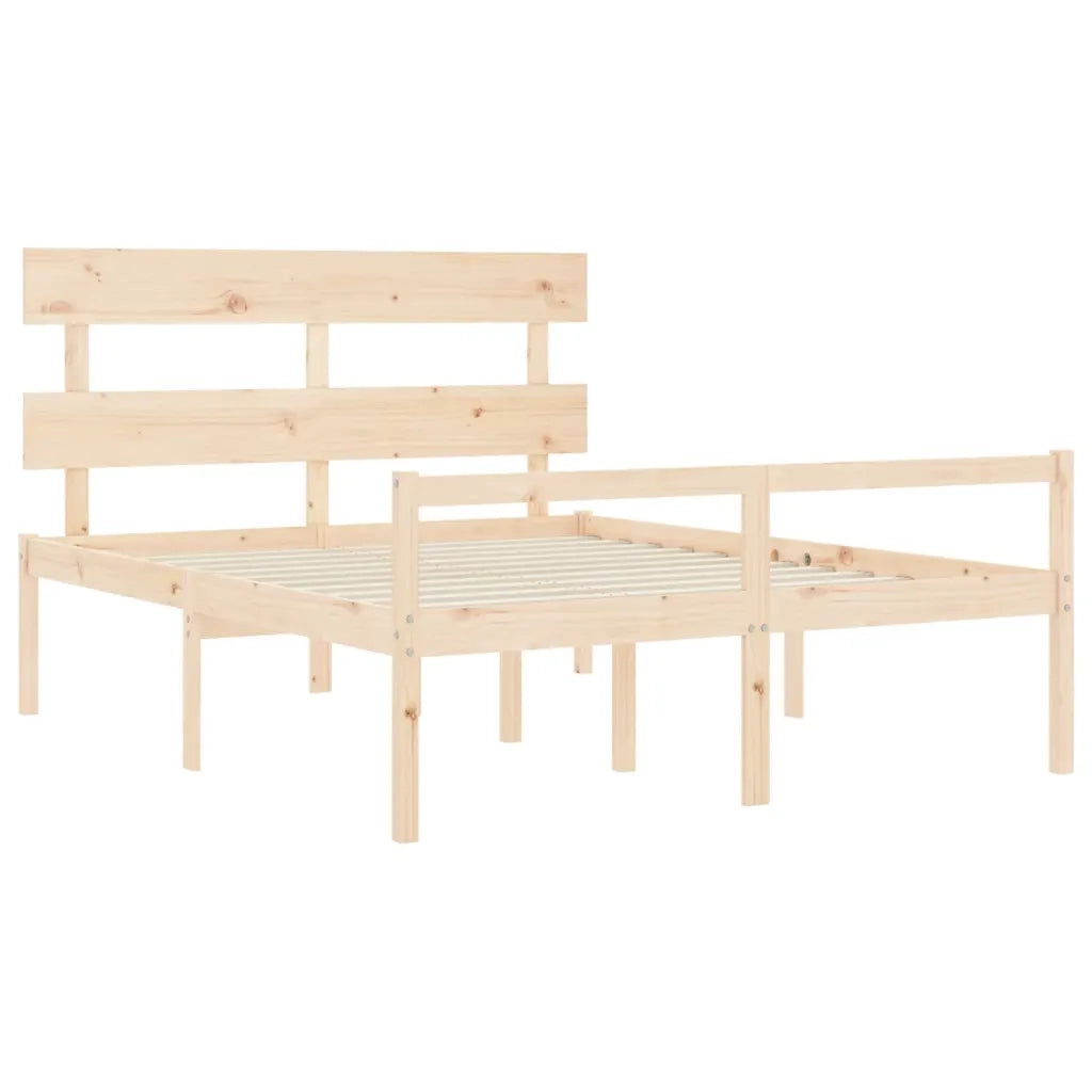 Letto matrimoniale | Letto per adulti | Letto per Anziani con Testiera 160x200 cm in Legno Massello