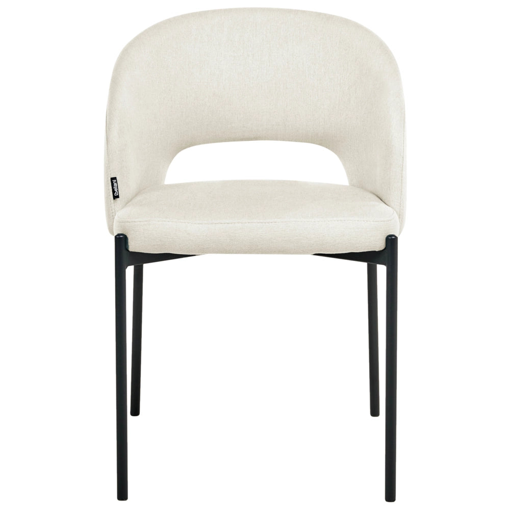Set di 2 sedie da pranzo tessuto beige chiaro e metallo braccioli e schienale con apertura moderna industriale