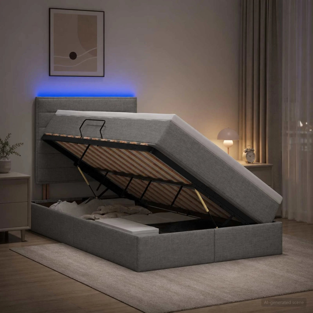 Letto con contenitore LED e materasso Grigio Chiaro 3459867