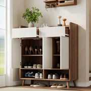 Scarpiera Consolle con Ante e Cassetti ¨C Xylo ¨C Bianco/Legno, 90x35x100 cm