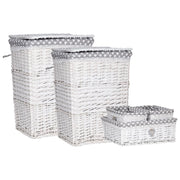 Set 5 Pezzi Portabiancheria+cesti Vilma In Midollino Bianco