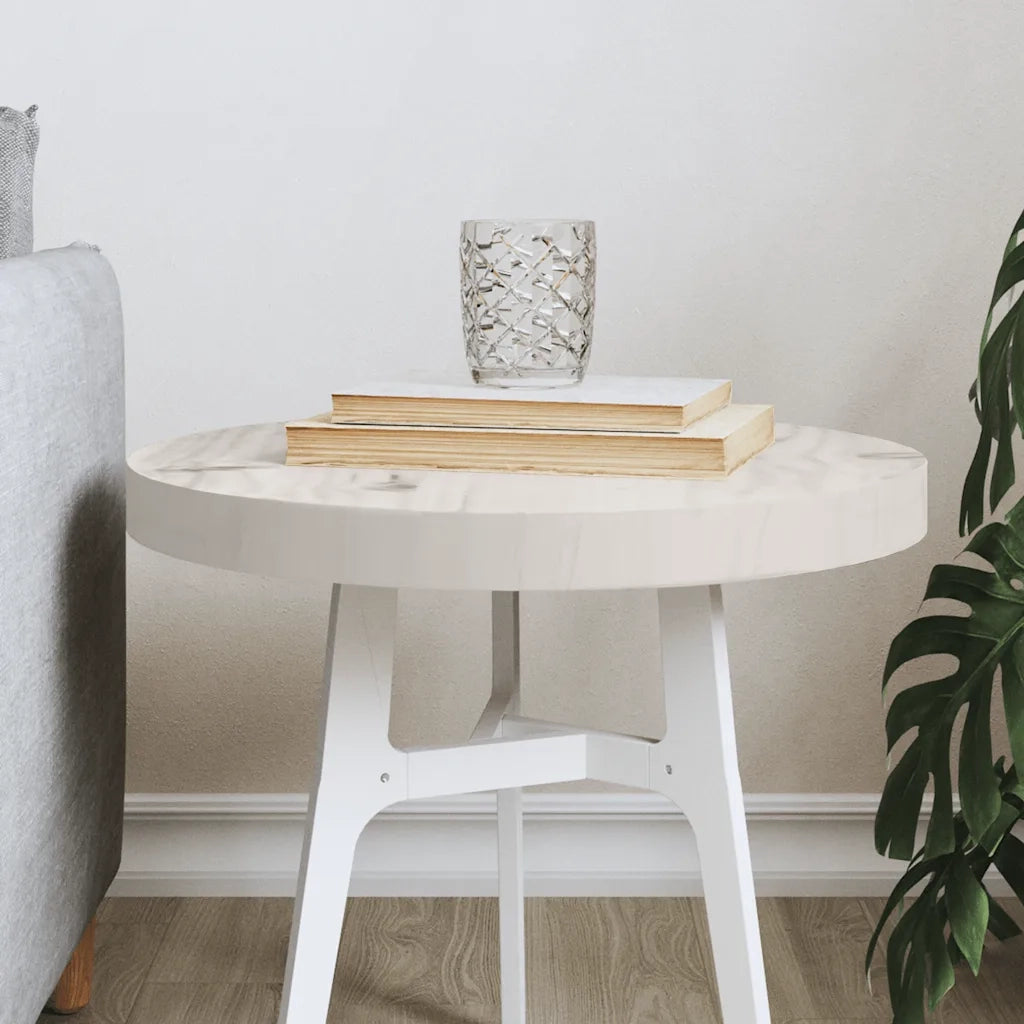 Piano Tavolo Rotondo Bianco Ø40x3 cm in Legno Massello di Pino 833659