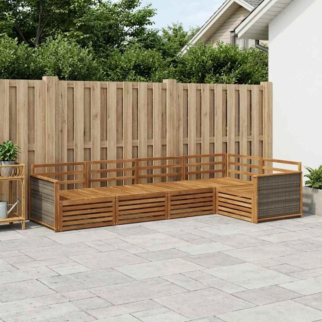 Set di divani da esterno 5 pz Naturale Legno di Acacia Massello 3383347