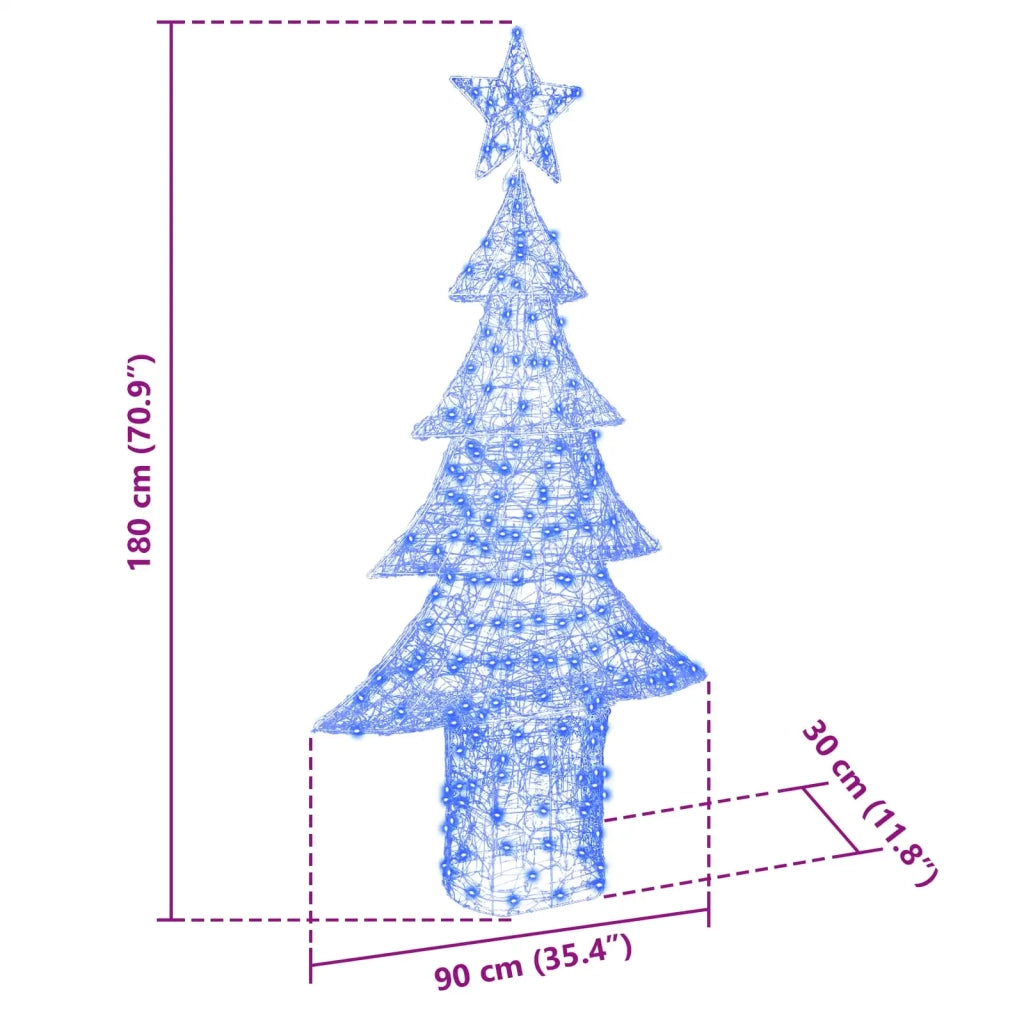 Albero di Natale con 240 LED Blu 180 cm Acrilico