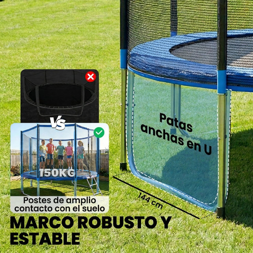 Trampolino Esterno per Bambini con Rete di Sicurezza e Scala ¨C Zephmum ¨C ?366 cm Blu