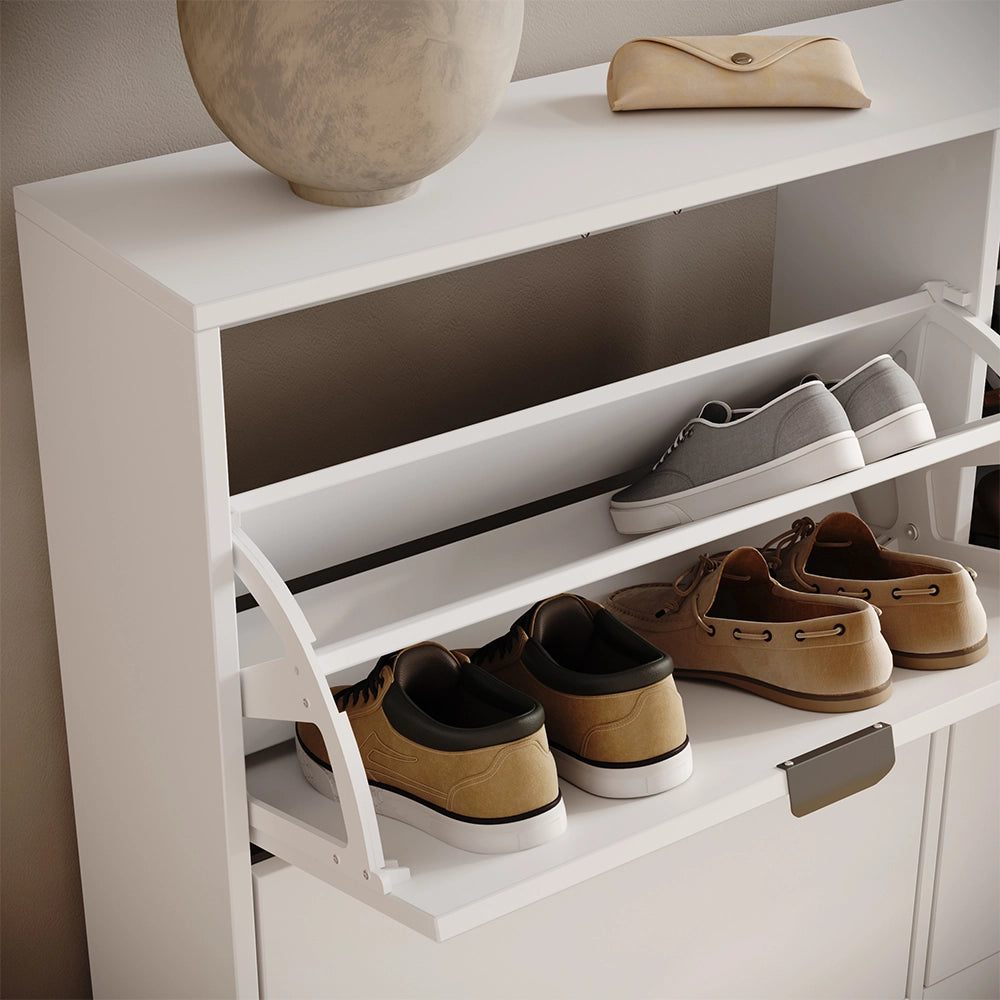 Scarpiera da ingresso Gizmo Bianco/Nero 115 x 77.6 cm con 2x2 scomparti Vicco